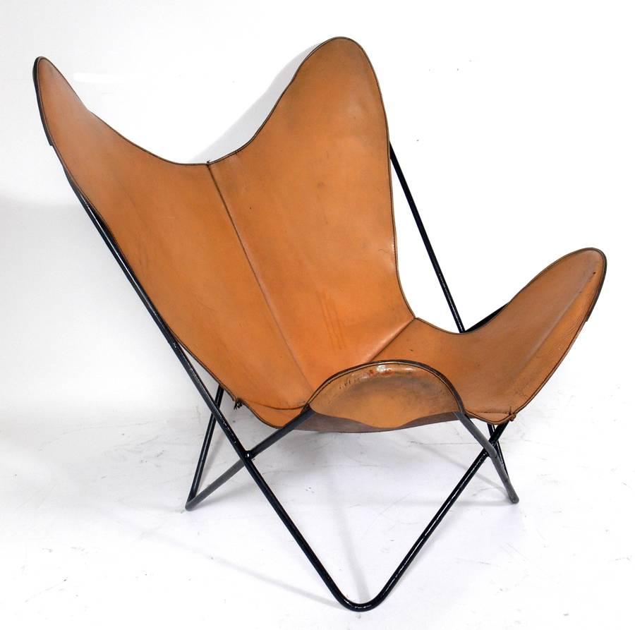 American Sculptural Leather Sling Chair