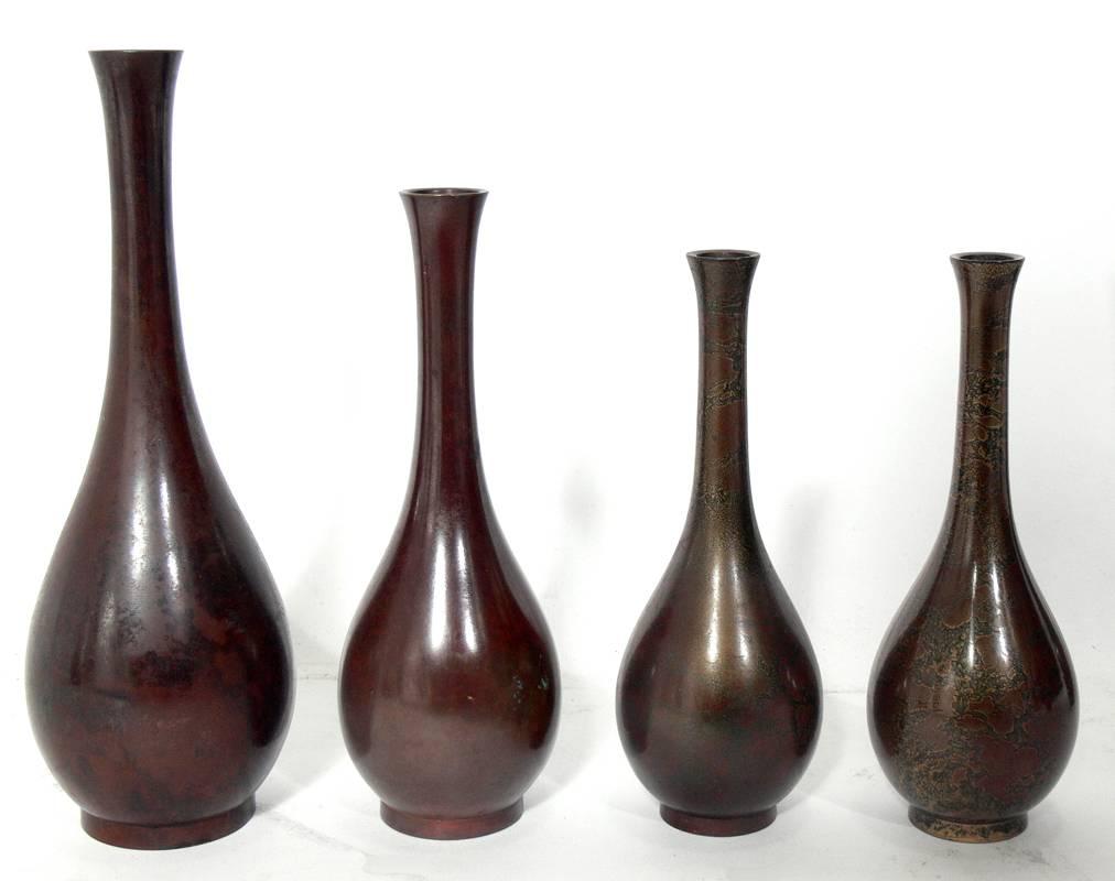 Collection of Ten Japanese Bronze Vases  In Good Condition In Atlanta, GA