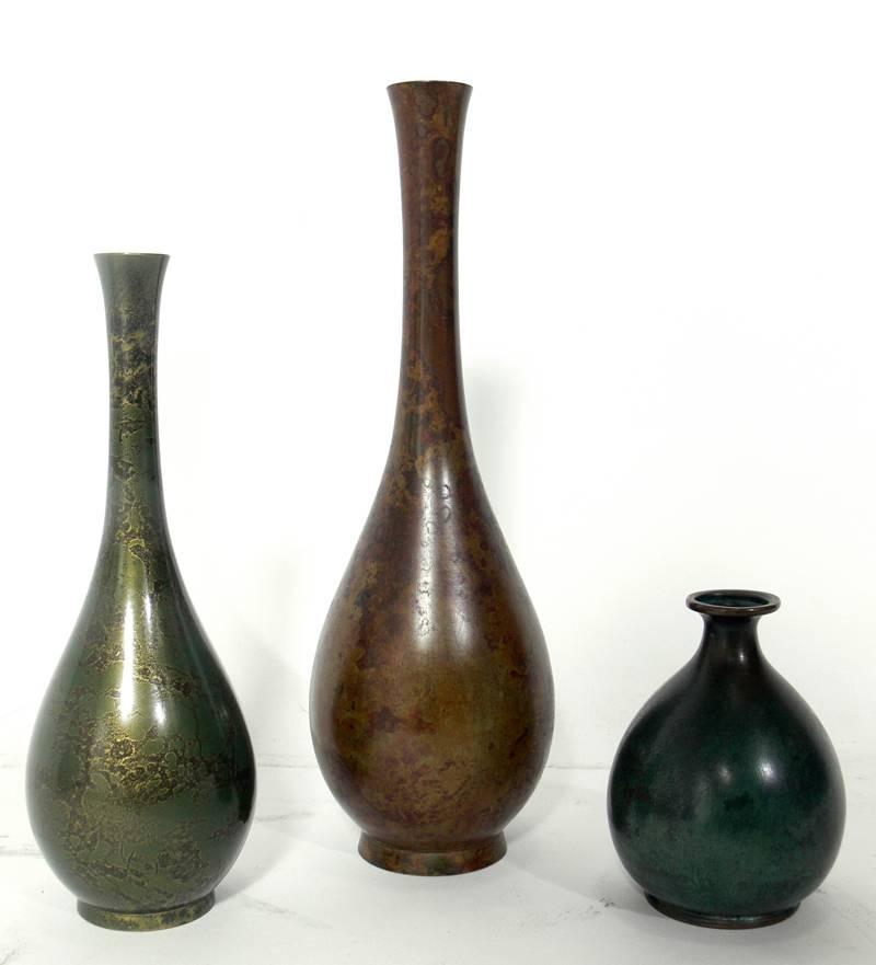 20th Century Collection of Ten Japanese Bronze Vases 