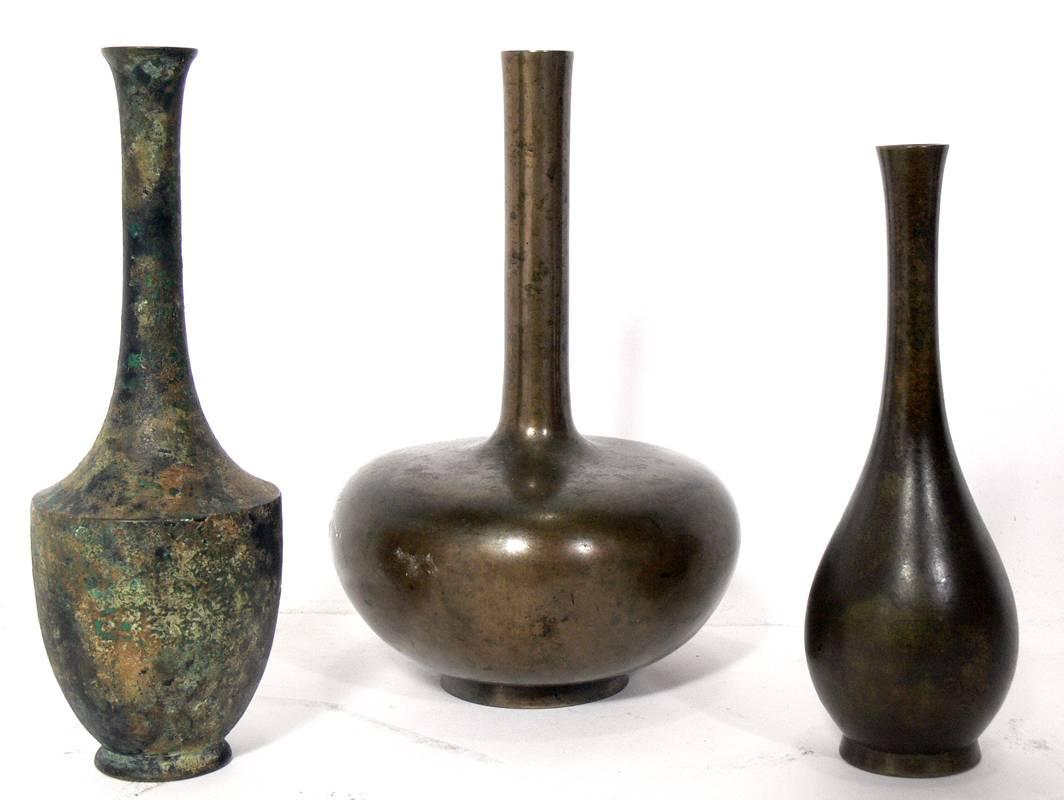 20th Century Collection of Seven Japanese Bronze Vases