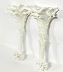 Pair of White Plaster Sconces in the Manner of Serge Roche