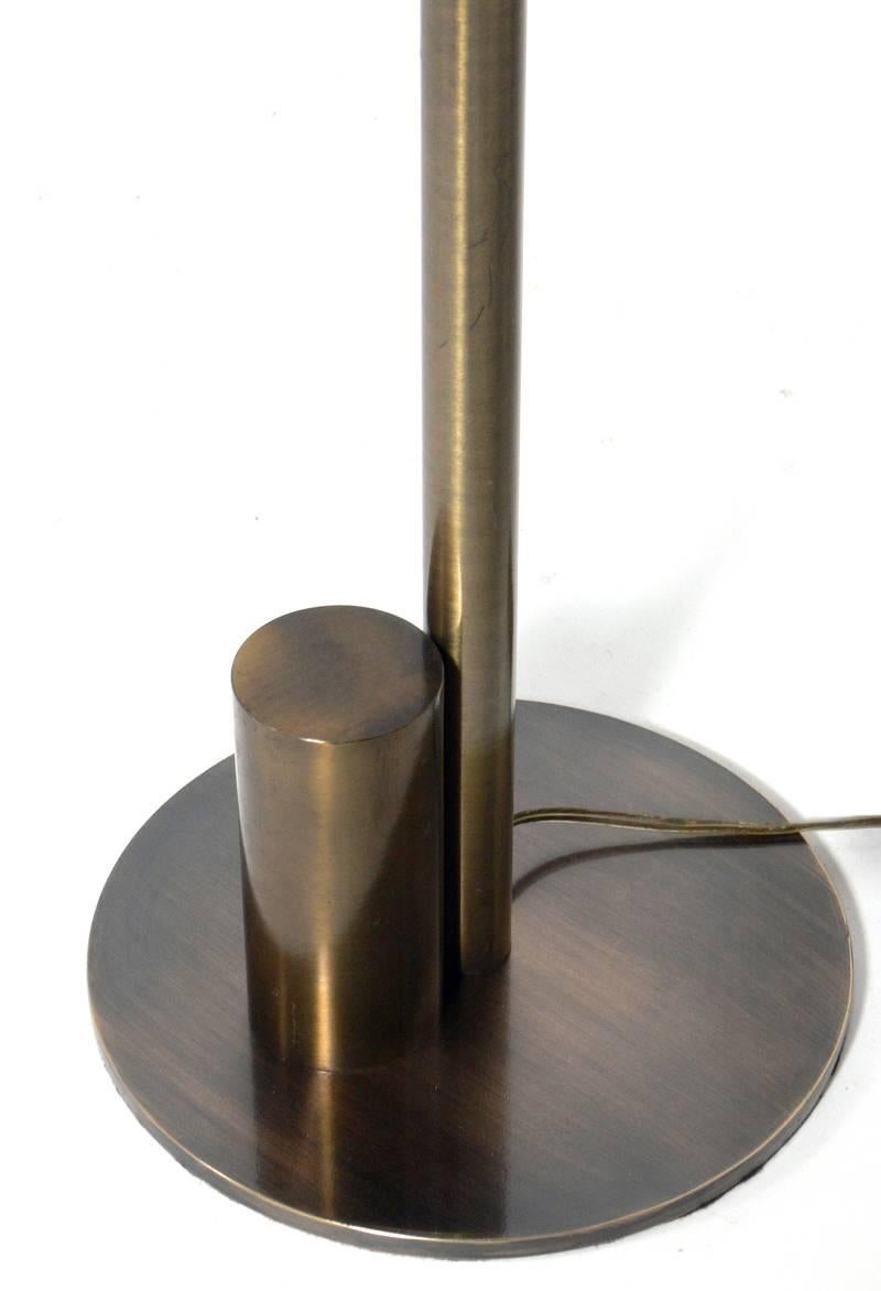 Mid-Century Modern Pair of Patinated Brass Floor Lamps by Charles Hollis Jones