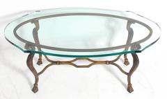 Elegant Gilt Metal Oval Coffee Table