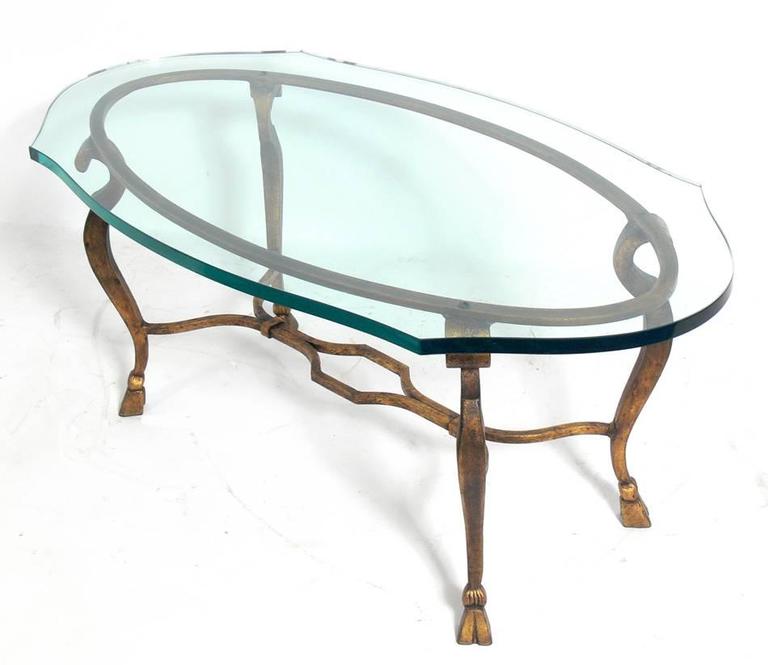 Elegant Gilt Metal Oval Coffee Table at 1stDibs