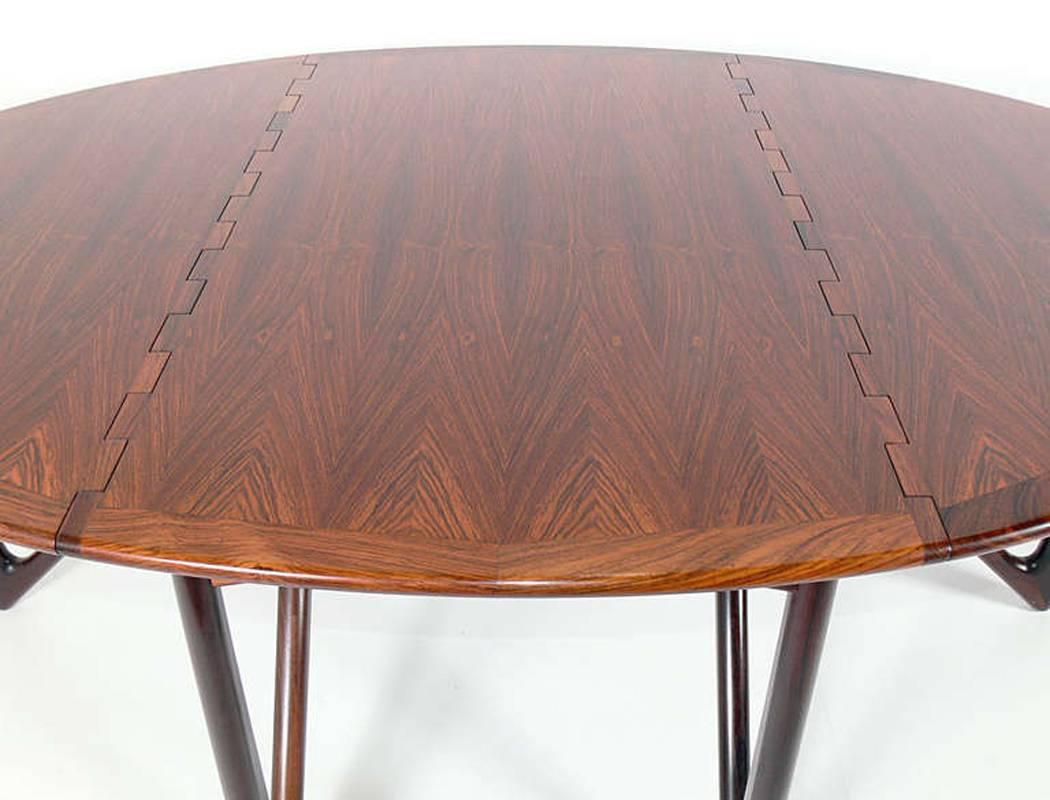 Mid-Century Modern Oval Rosewood Danish Modern Dining Table by Kurt Ostervig