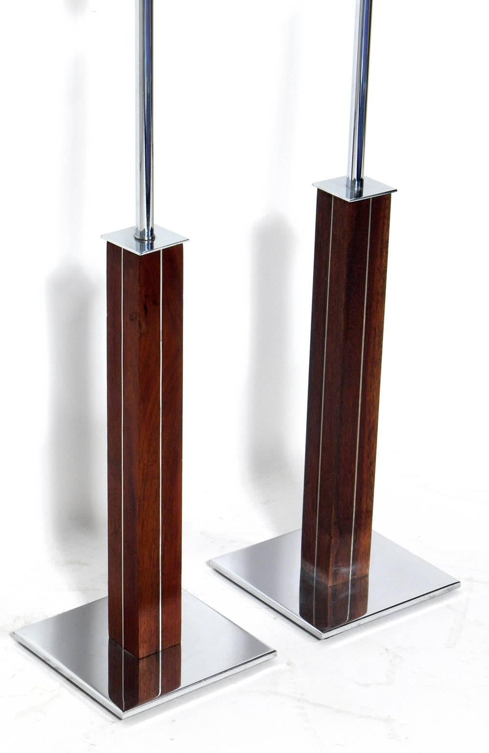 American Pair of Clean Lined Architectural Lamps by Walter Von Nessen