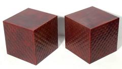 Leather and Brass Studded Cube Tables or Stools