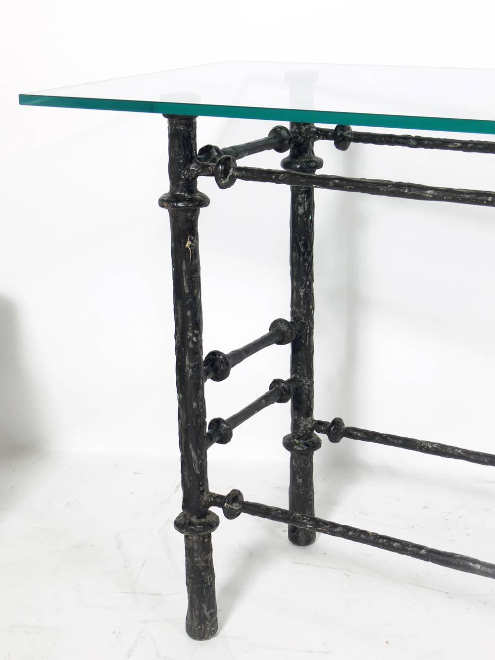 American Sculptural Console Table in the Manner of Diego Giacometti