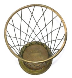 Porte-parapluies italien en laiton du milieu du siècle, style Gio Ponti, superbe patine