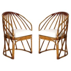 Pair of Curvaceous Bamboo Chairs attributed to McGuire