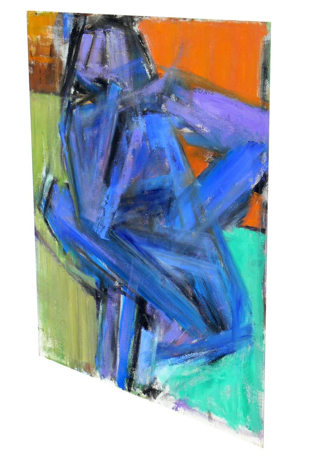 Late 20th Century Pair of Vibrant Abstract Figural Paintings