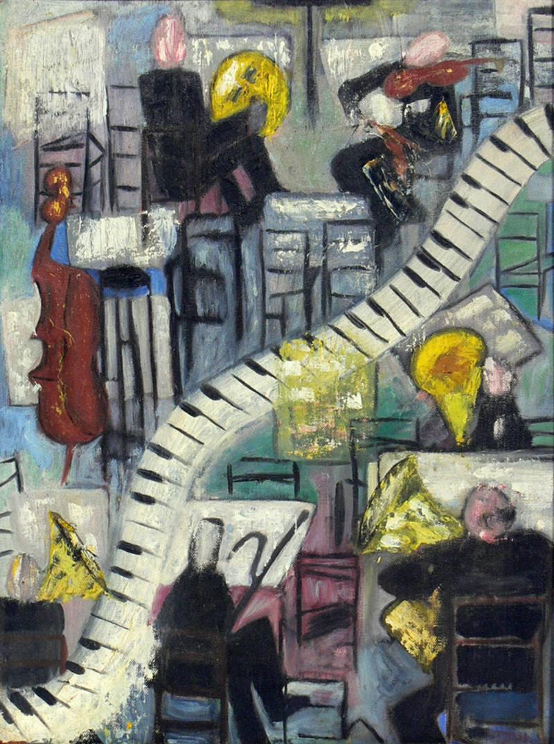 Toile Sélection de peintures sur le thème du jazz du milieu du siècle dernier en vente