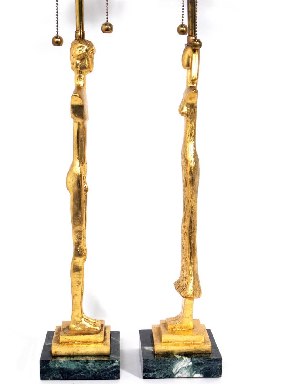 Mid-Century Modern Pair of Figural Lamps in the Manner of Diego Giacometti