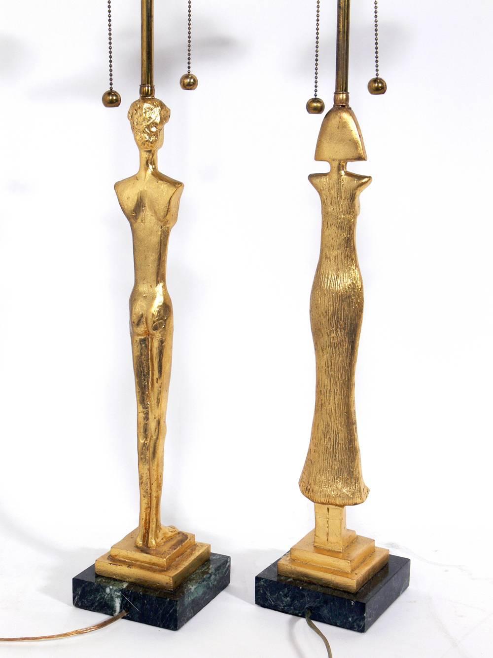 American Pair of Figural Lamps in the Manner of Diego Giacometti