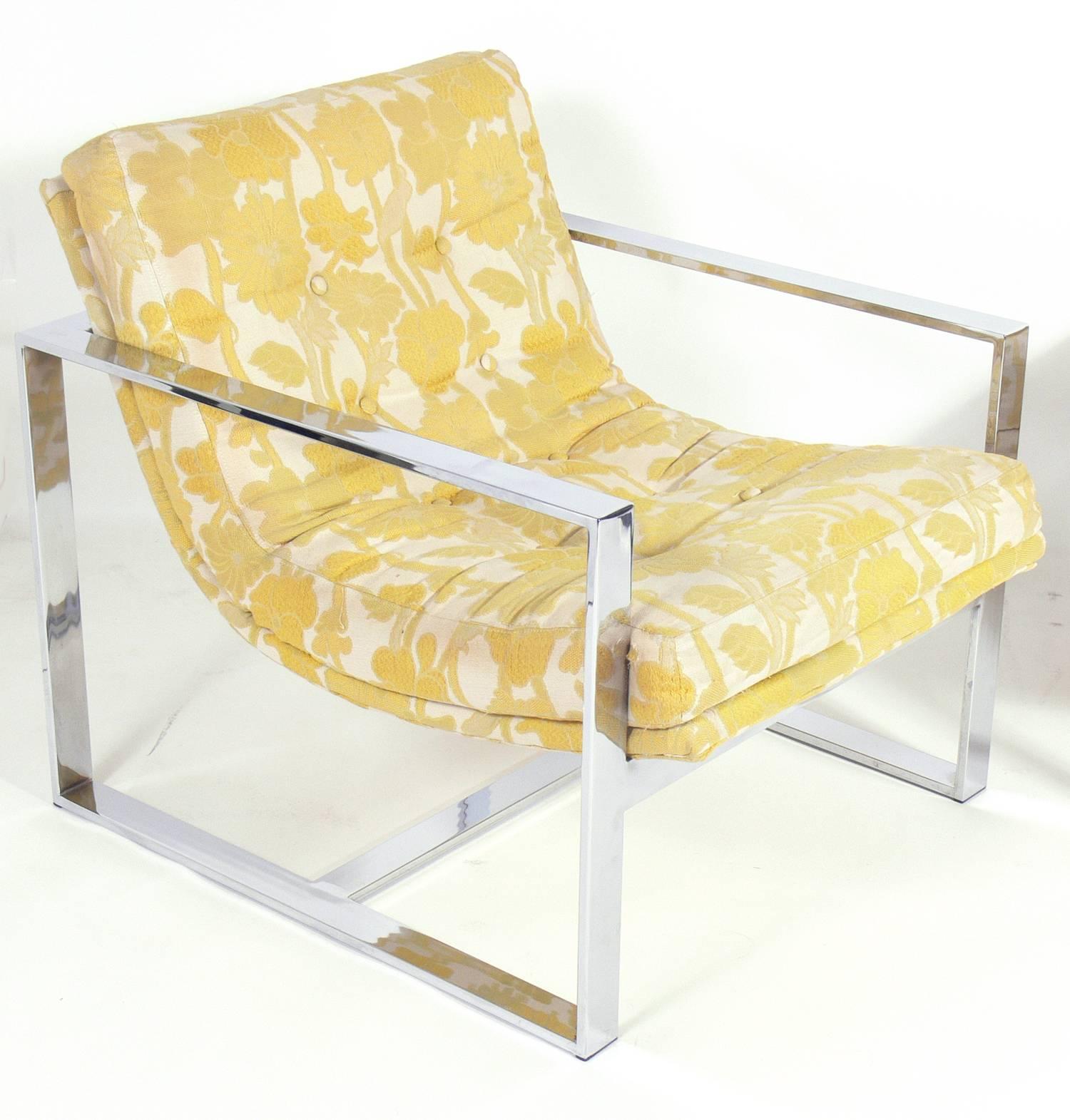Mid-Century Modern Milo Baughman Chrome Lounge Chairs