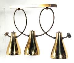 Brass Ceiling Fixture Chandelier in the Manner of Paavo Tynell