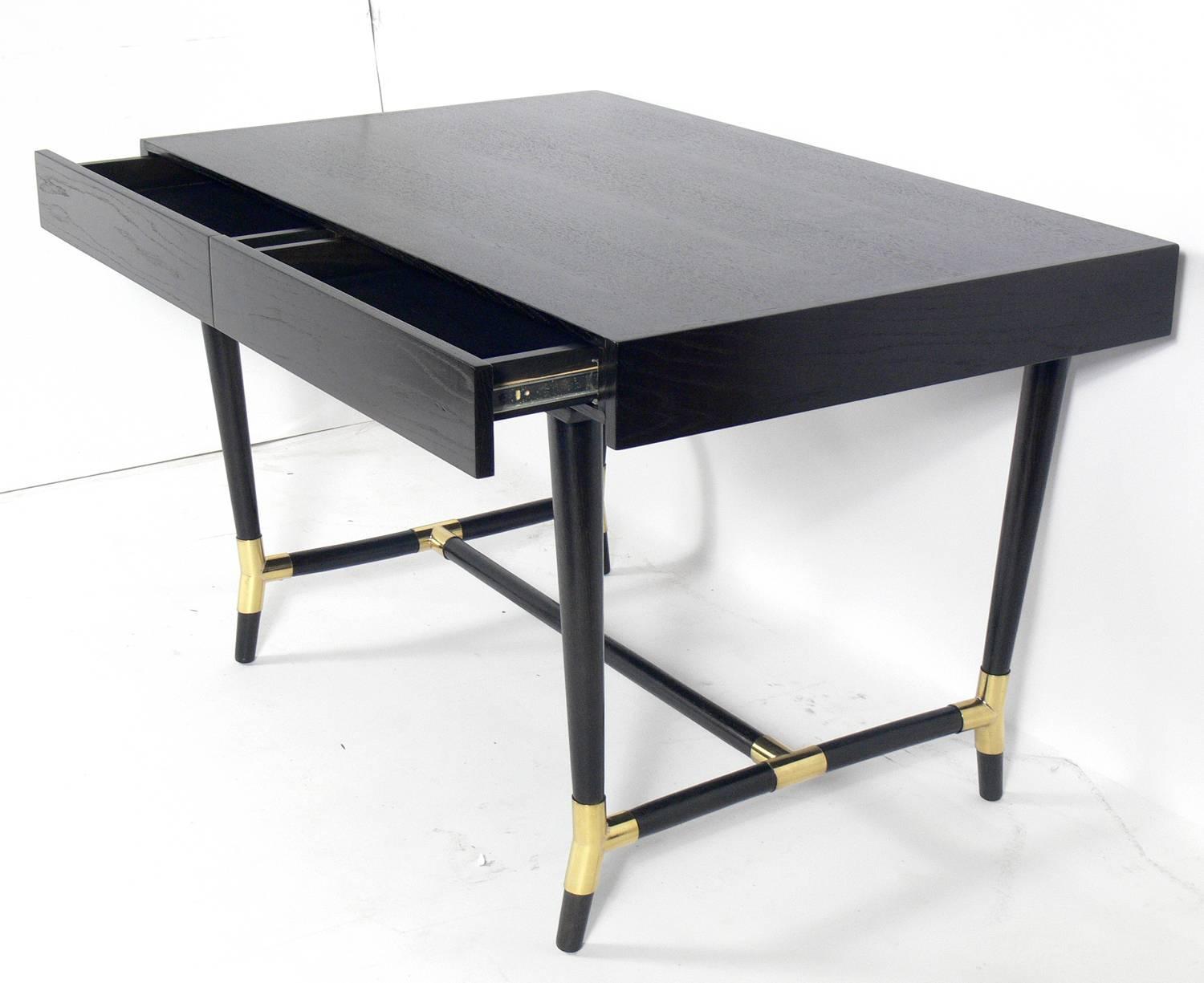 Elegant Ebonized and Brass Desk For Sale at 1stdibs