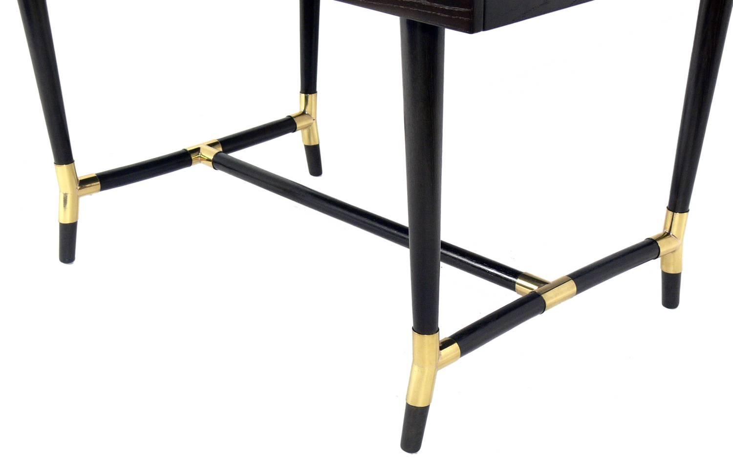 American Elegant Ebonized and Brass Desk