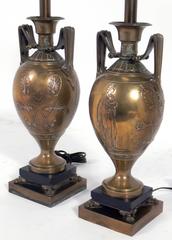Neoclassical Brass Urn Lamps