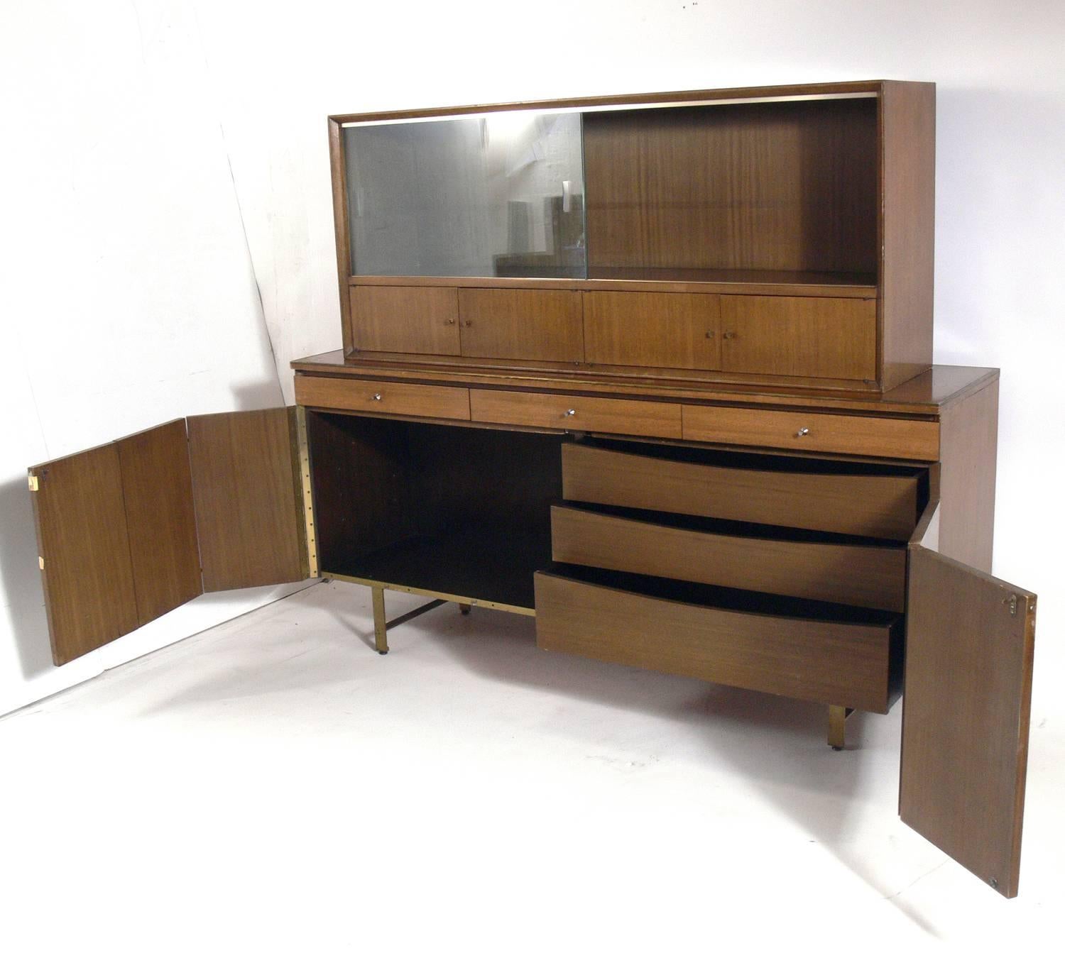 Modern Leather Front Credenza by Paul McCobb In Good Condition In Atlanta, GA
