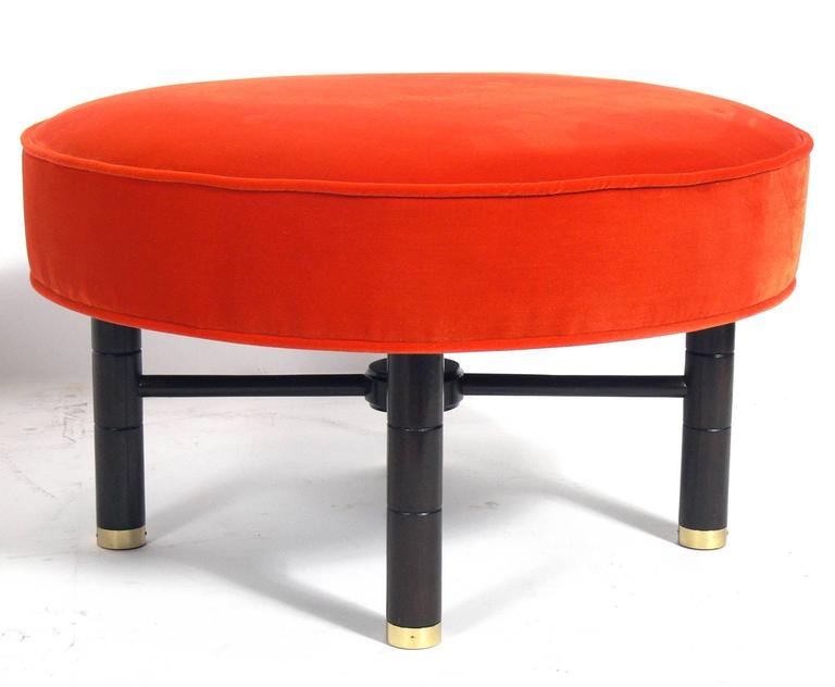 Modern Heirloom Tomato Orange Velvet Ottoman With Brass Feet At 1stdibs Modern Heirloom Tomato Orange Velvet Ottoman With Brass Feet American Circa 1950s This