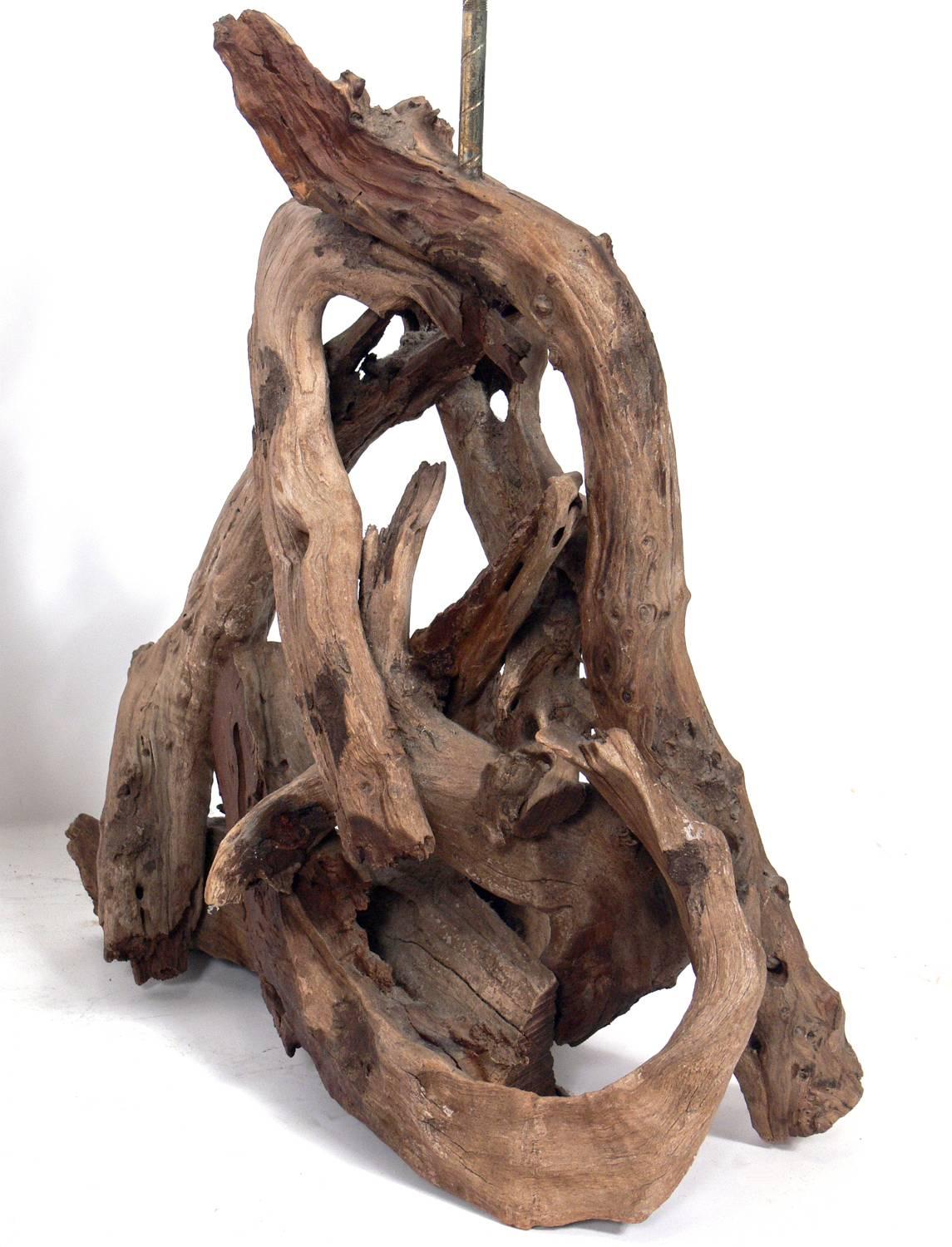 Mid-20th Century Pair of Sculptural Driftwood Lamps