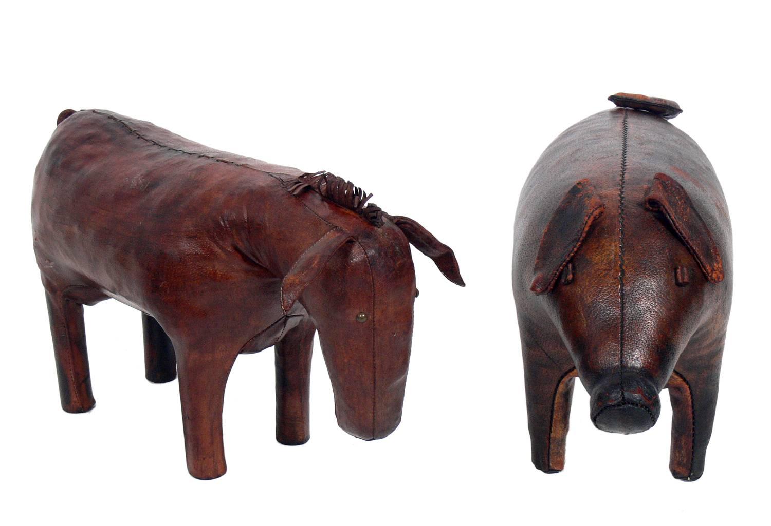 leather animal footstool