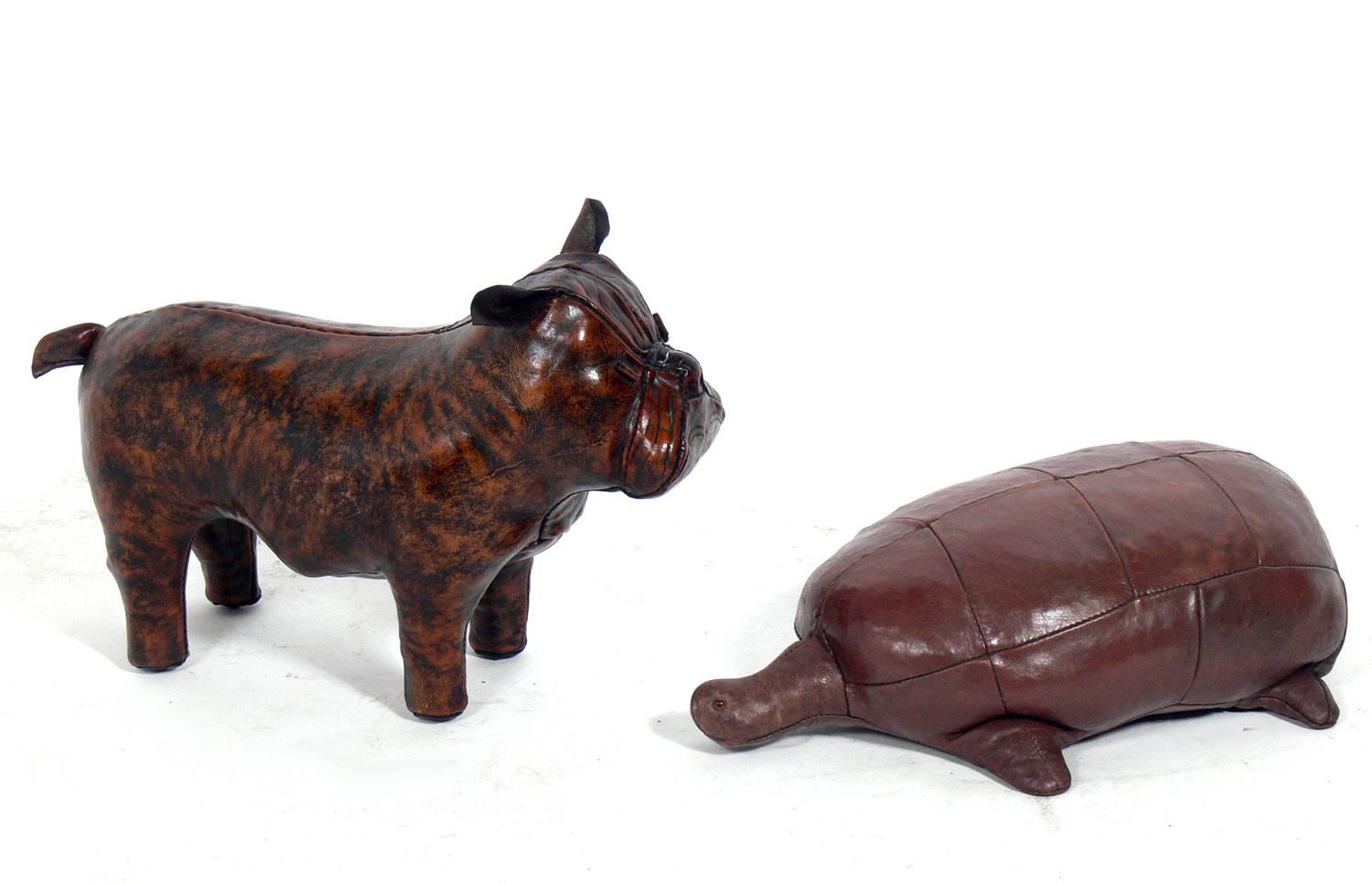 English Menagerie of Abercrombie & Fitch Leather Animals and Footstools