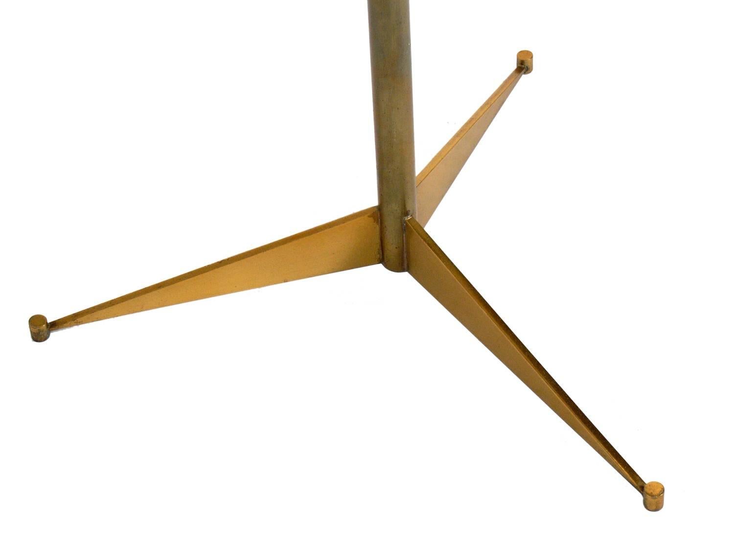 American Paul McCobb Brass and Travertine Tripod Table