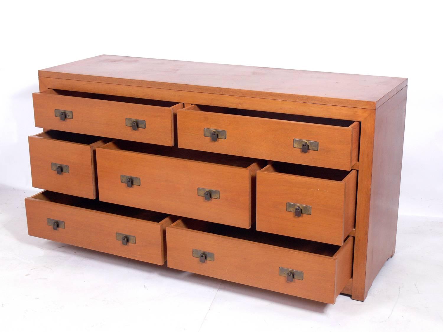 Mid-Century Modern Clean Lined Asian Inspired Dresser in the Manner of Dunbar