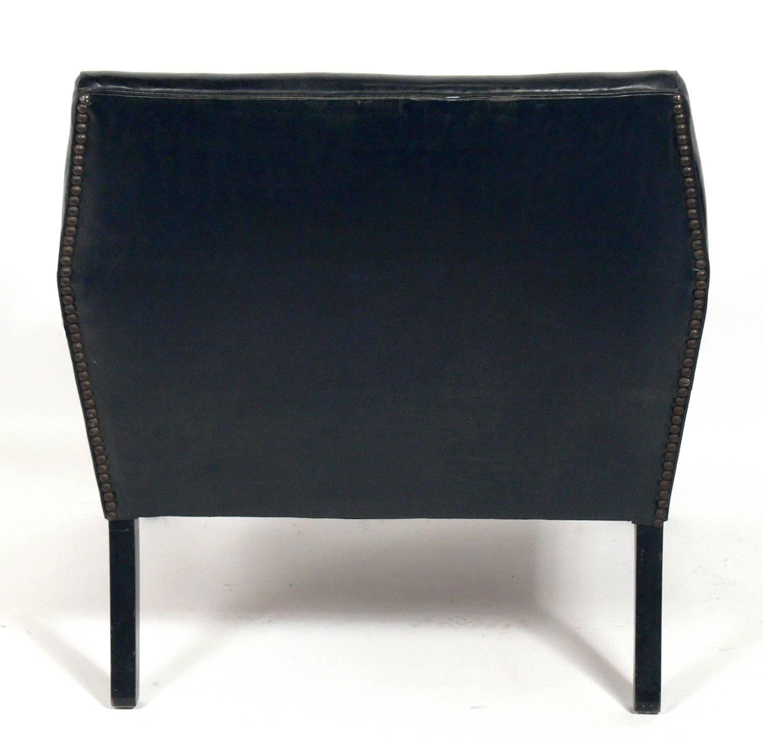 Lacquered Angular Mid-Century Modern Lounge Chair