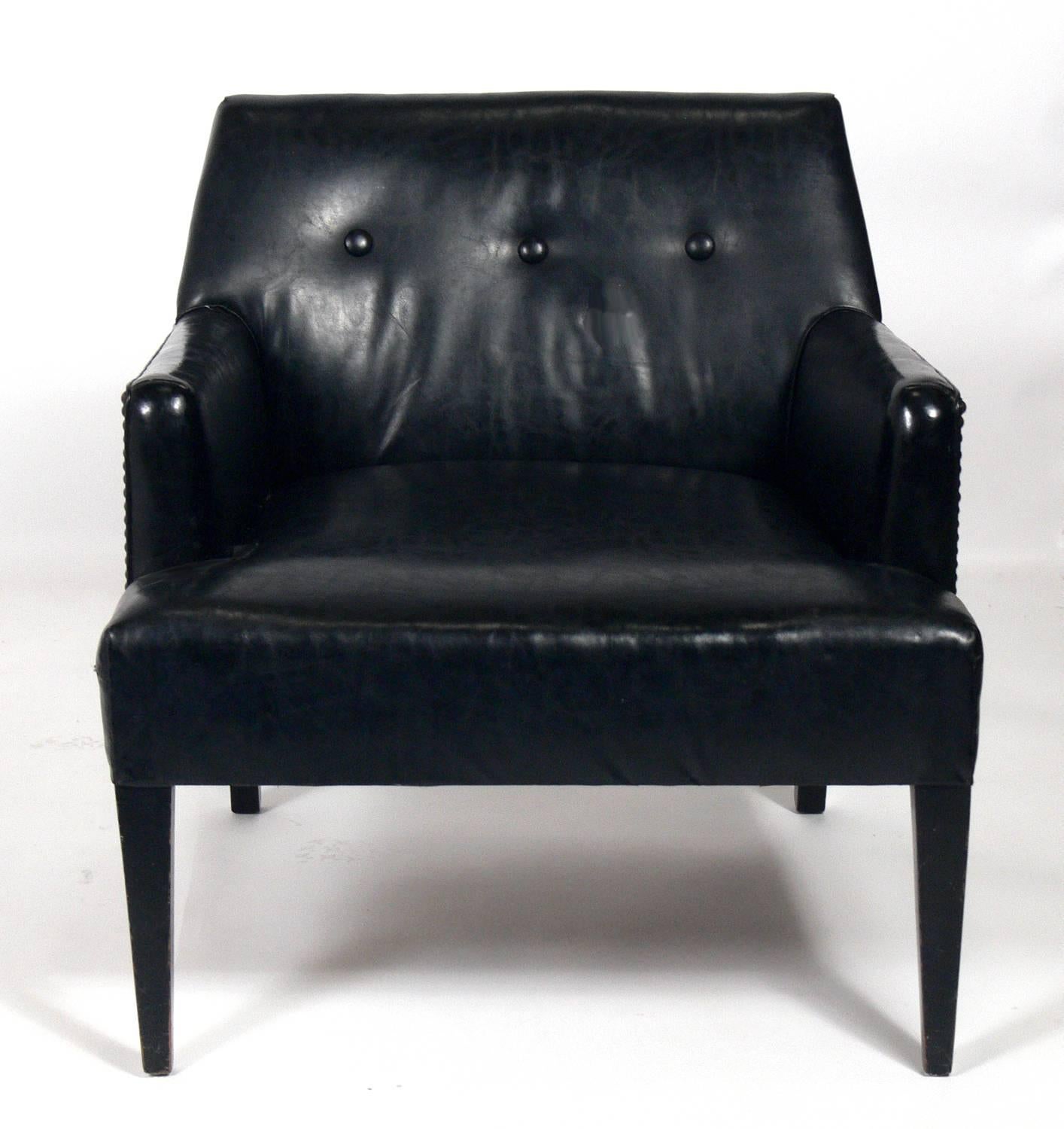 Angular Mid-Century Modern Lounge Chair In Good Condition In Atlanta, GA