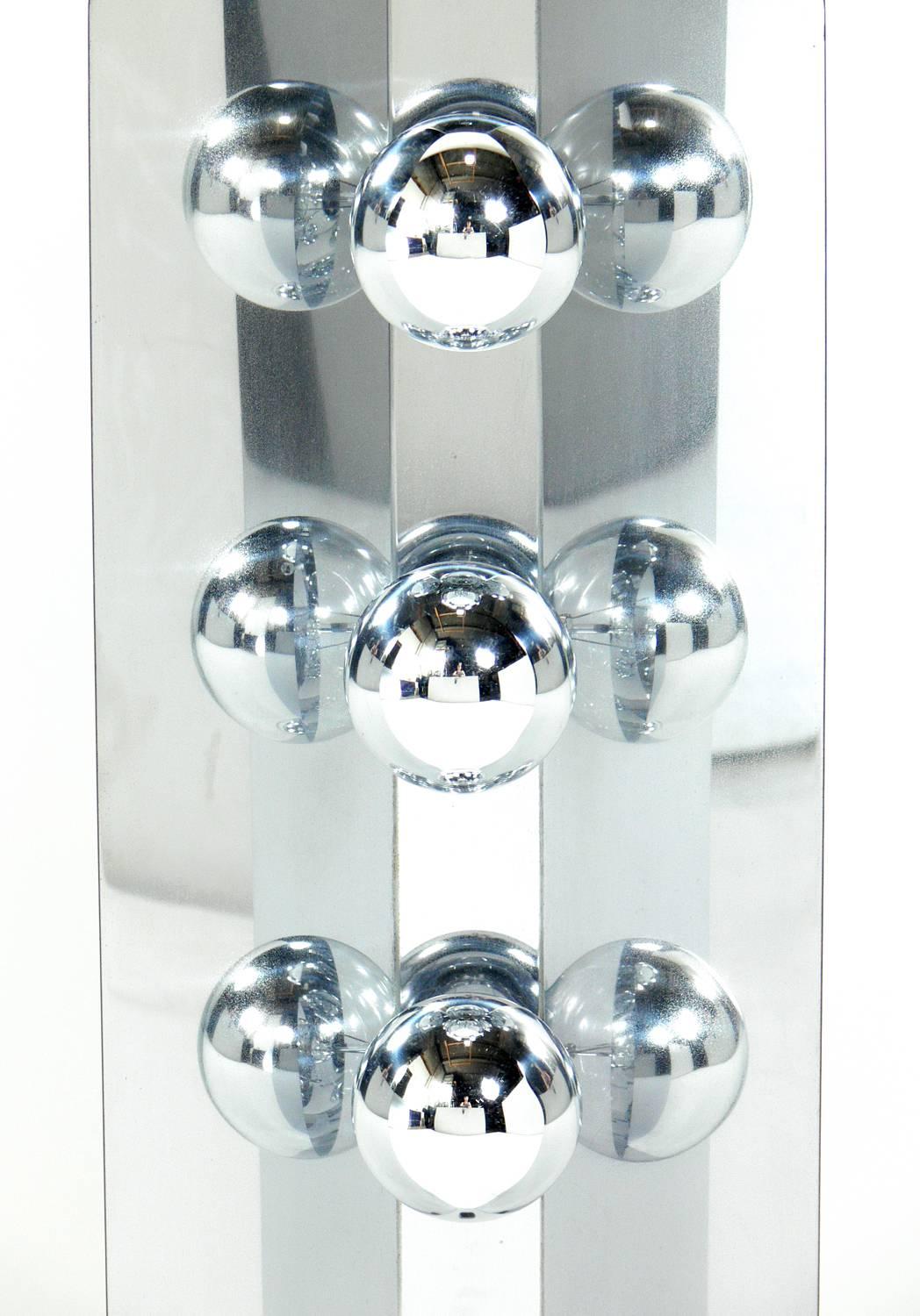 American Sleek Chrome Table Lamp with Mirrored Bulbs For Sale