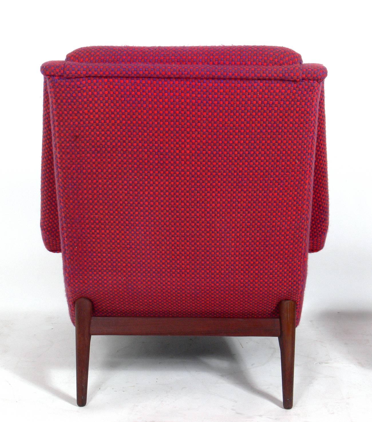 Mid-20th Century Danish Modern Lounge Chair and Ottoman Attributed to Folke Ohlsson
