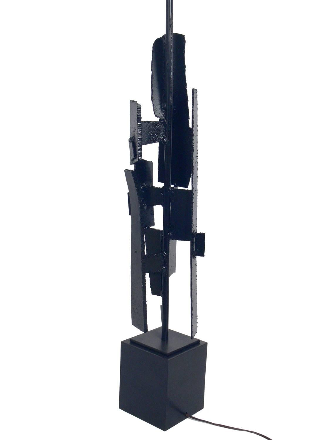 American Sculptural Iron Lamp by Richard Barr