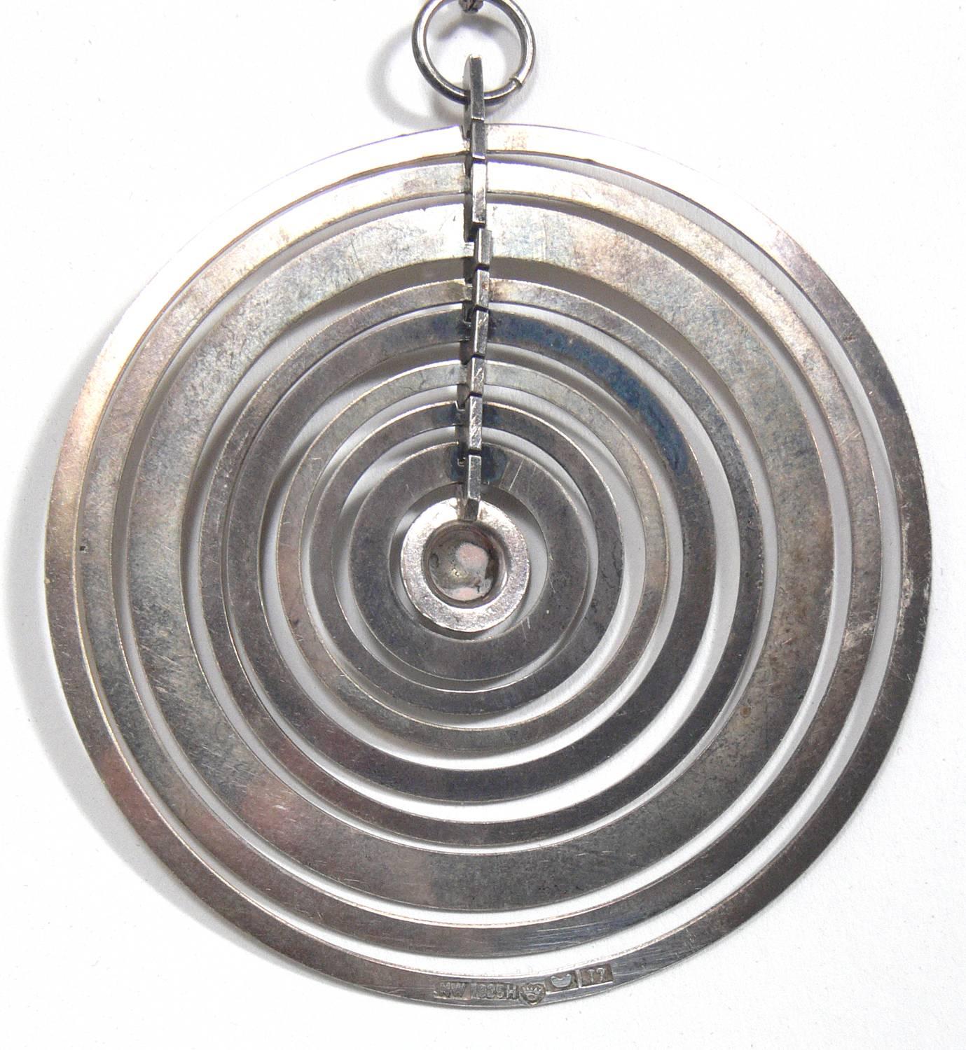 Finnish Sculptural Sterling Silver Pendant by Tapio Wirkkala