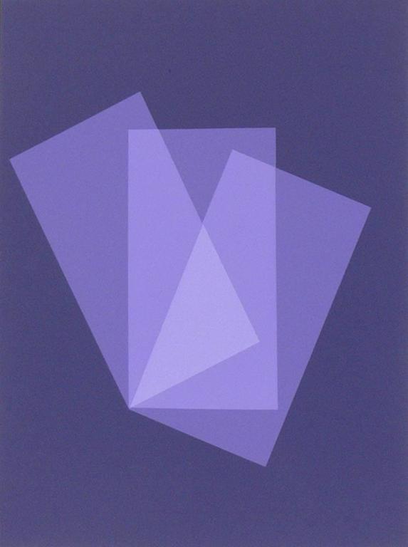 Pair of abstract purple color lithographs by Joseph Albers from the 