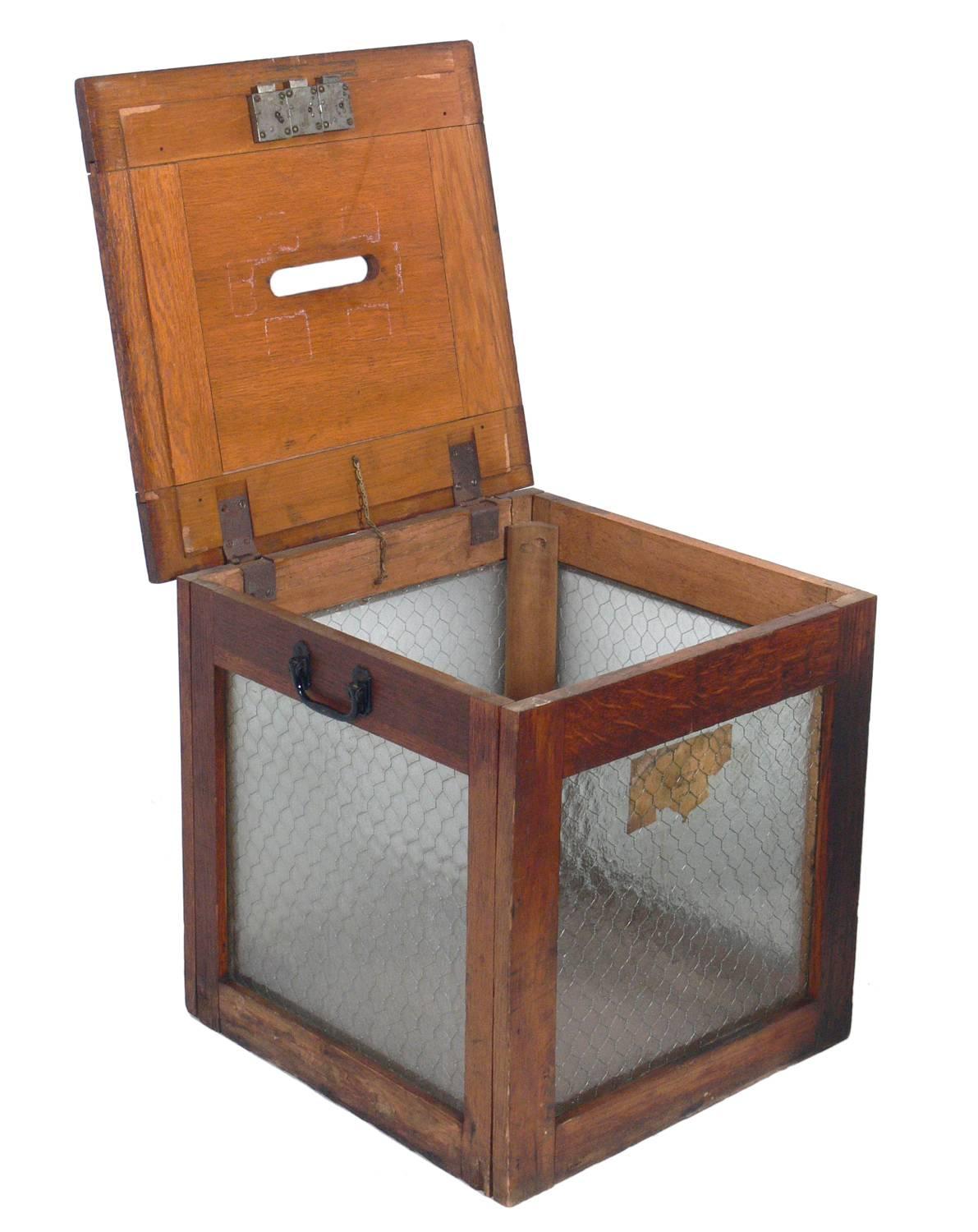 Industrial Pair of Early 20th Century Ballot Box End Tables