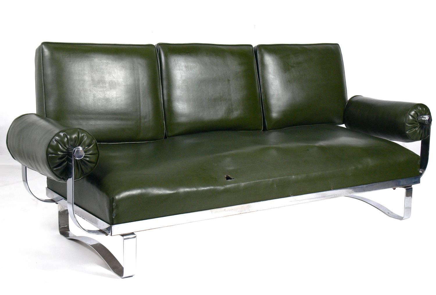 Rare Art Deco Chrome Strap Sofa by McKay For Sale at 1stdibs