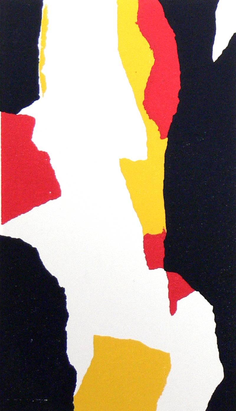 Suite de sept lithographies abstraites de Josef Albers, provenant du dossier XVIII-11 de l'interaction des couleurs. Ils mesurent : la colonne de gauche, de haut en bas, mesure : 5,25 