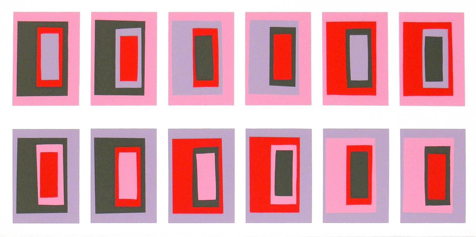 Paire de lithographies abstraites de Josef Albers provenant du dossier XVI-2 interaction des couleurs, vers les années 1960. mise à jour.