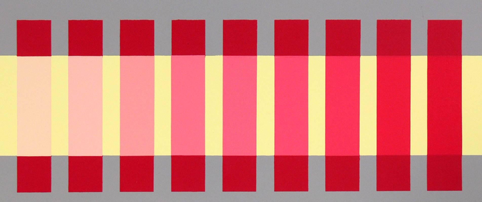 Abstrakte Lithographie von Josef Albers aus Interaction of color, ca. 1960er Jahre.