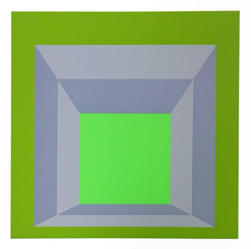 Pair of Josef Albers lithographs from formulation and articulation, published by Harry N. Abrams Inc., New York, and Ives Sillman Inc., New Haven, circa 1972. These two works are from Portfolio II, Folder 17. They have been framed in clean lined