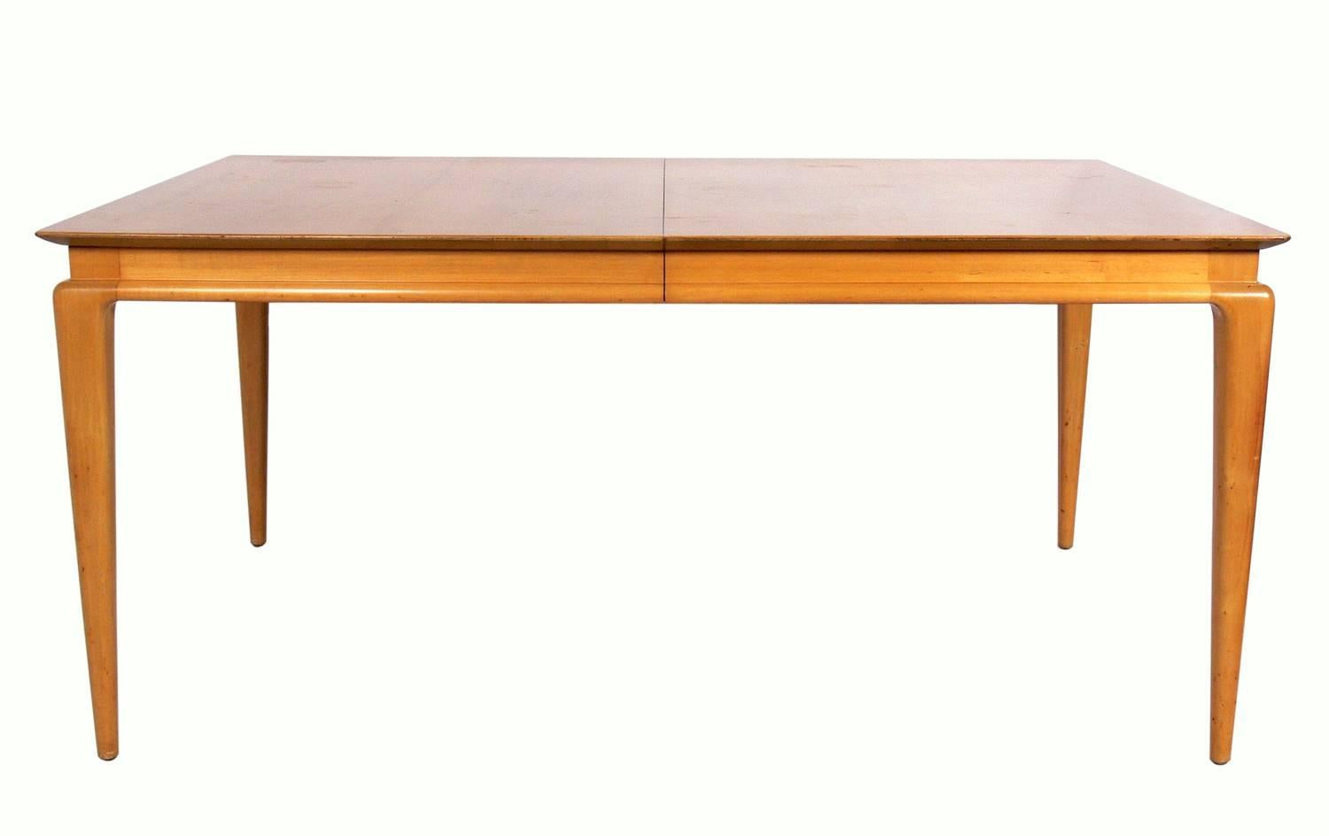 Swedish Mid-Century Modern dining table, Sweden, circa 1960s. With all three leaves, the table measures an impressive 97