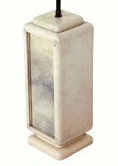 Lampada Hollywood Regency in pelle e specchio Antique Mirror