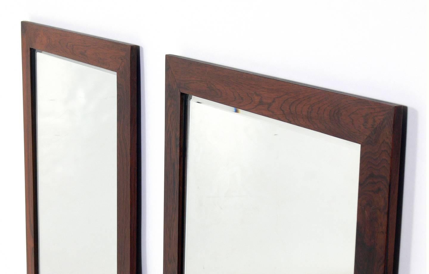Mid-Century Modern Pair of Danish Modern Rosewood Mirrors
