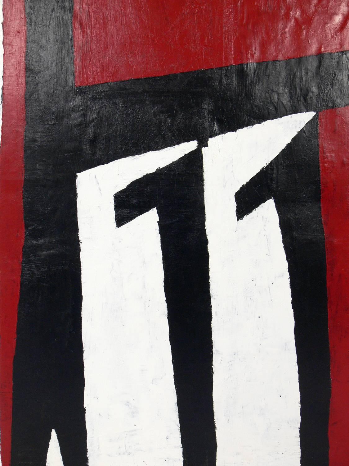 Mid-Century Modern Abstract Red and Black Painting after Robert Motherwell