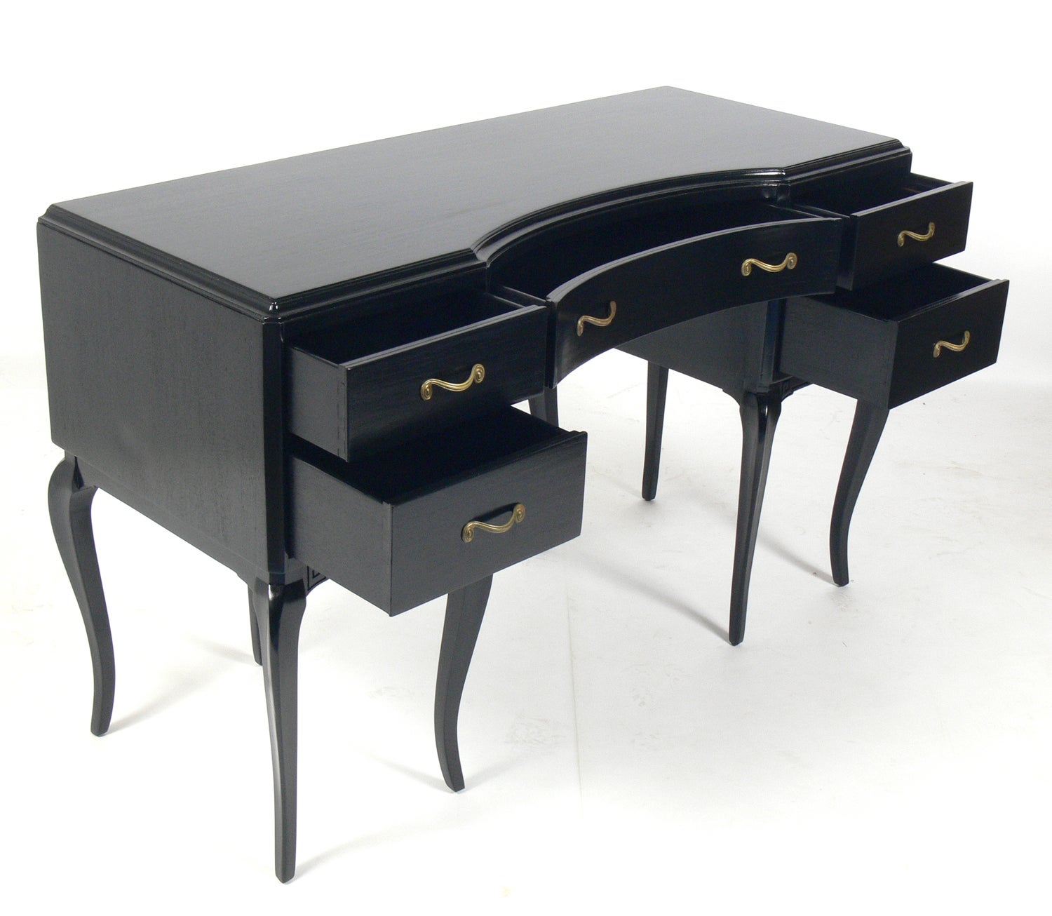 Glamorous French Black Lacquer Desk And Chair At 1stdibs