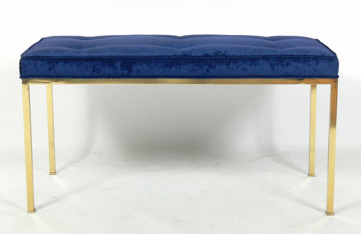 Mid-Century Modern Clean Lined Brass Bench in the Manner of Edward Wormley for Dunbar