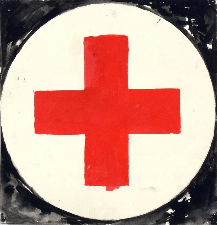 Group of 12 Original Red Cross Paintings, Very Graphic Appeal For Sale
